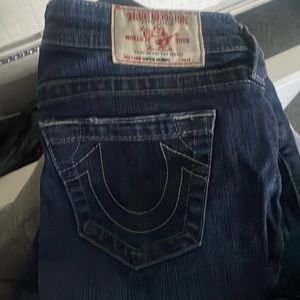 True religion dark blue jeans wide bottom